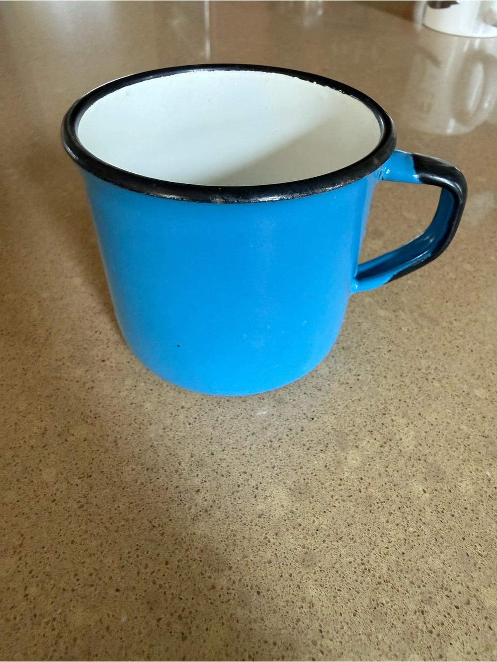 Vintage blue Polish enamel camp mug